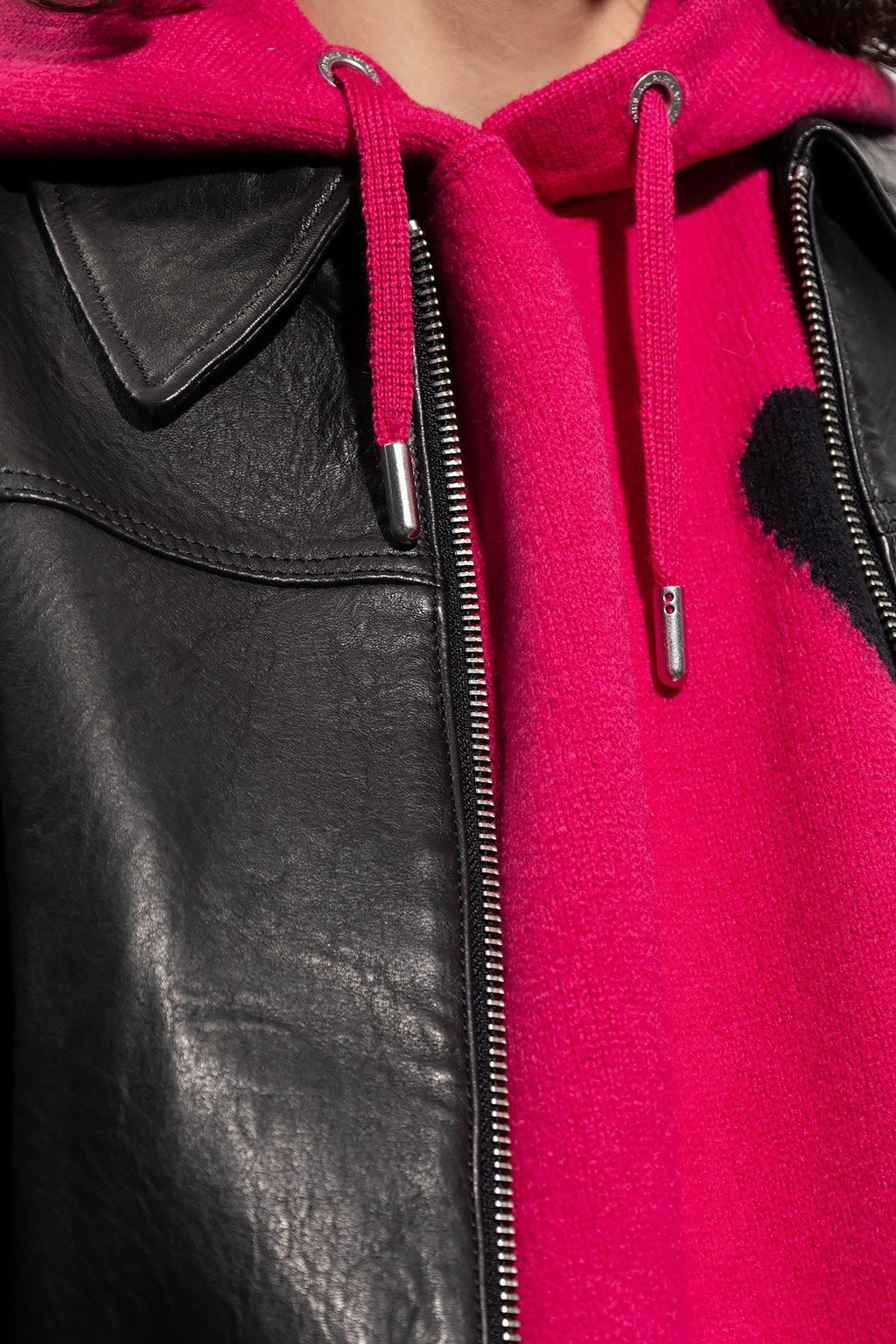 A.M.I large 100% pink leather moto orders jacket